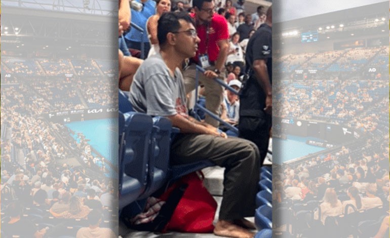 indian- origin man glues feet to stadium floor in climate protest at us open
