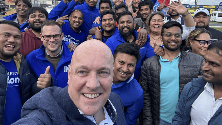 nz prime minister chris luxon with Kiwi-Indians