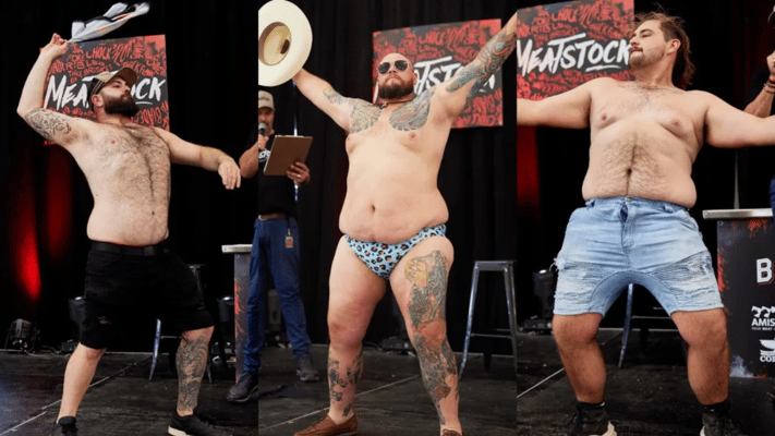 Contestants in previous Meatstock dad bod contests. Photo: Supplied