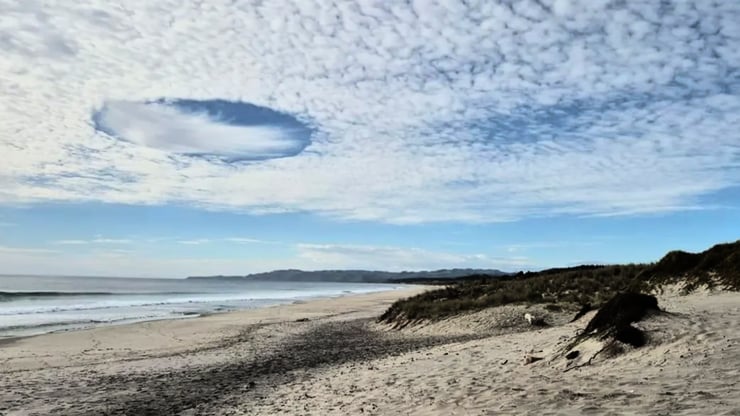 An unusual cloud formation seen from Forestry Beach, Te Arai. Photo: Supplied/Sheila Russell