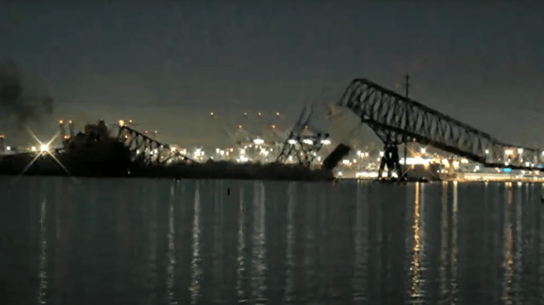 Bridge In Baltimore, US Collapses After Being Hit By Cargo Ship