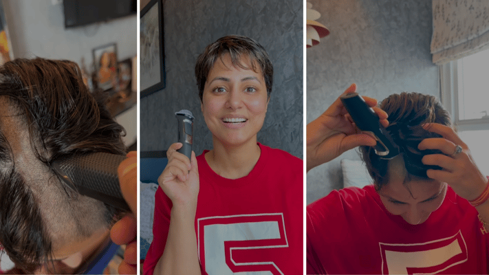 In a display of courage and resilience, actress Hina Khan has shaved off her hair as she continues to battle stage 3 breast cancer.