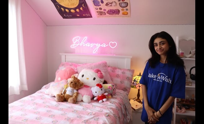 Bhavya Pala in her bedroom. Image: Supplied. 