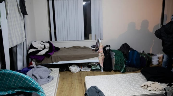 Many workers are sleeping on the floor