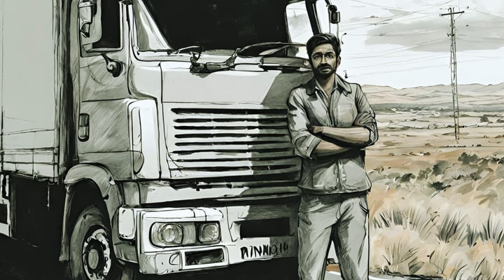 Indian truck driver in New Zealand sketch