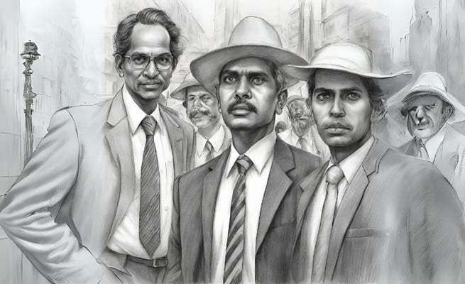 White collar migrant workers pencil sketch