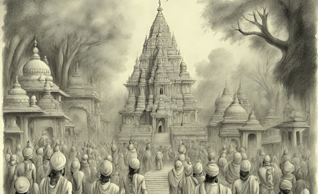 lord rama pilgrimage pencil sketch