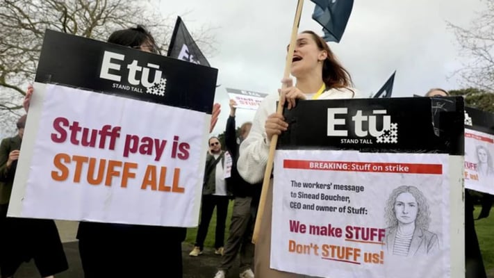 “Stuff” staff strike over pay disputes, picket outside newsrooms