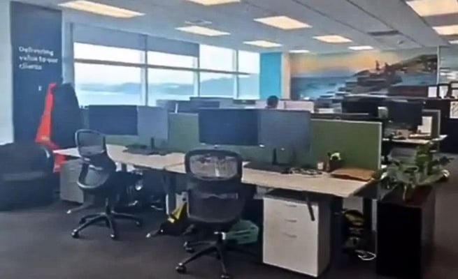The video, posted to Vimeo, shows the woman going into work at the Wellington Water building in Lower Hutt