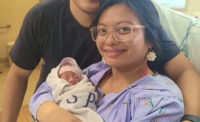 Gill and Keith Bay welcomed their son Nathanael in a Costco bathroom