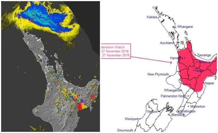 Be prepared for a large amount of rain while driving in North Island today