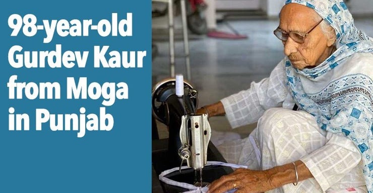 98-year-old woman in Punjab stitches masks for corona crisis