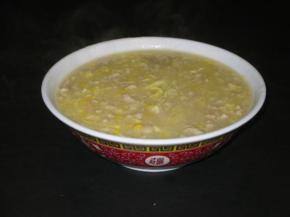 Corn and pea creamy soup