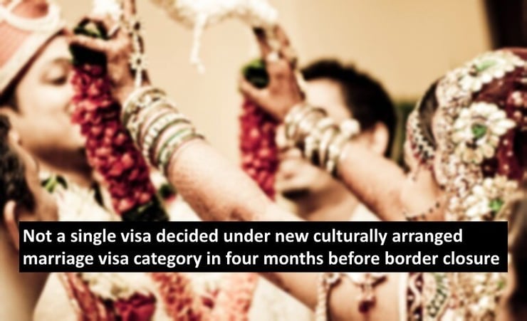 Not a single visa decided under new culturally arranged marriage visa category in four months before border closure