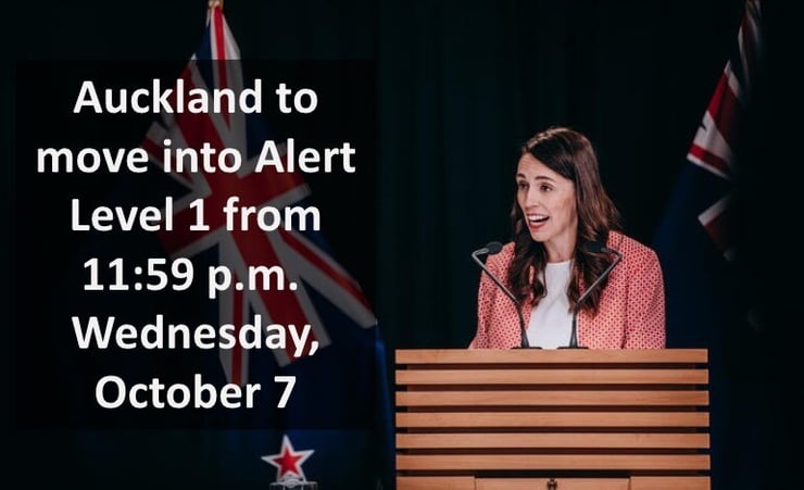 Breaking: Auckland to move into Alert Level 1 from 11:59 p.m. Wednesday, October 7