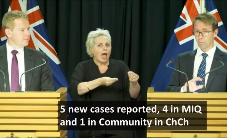 5 new cases reported, four in MIQ and one in community