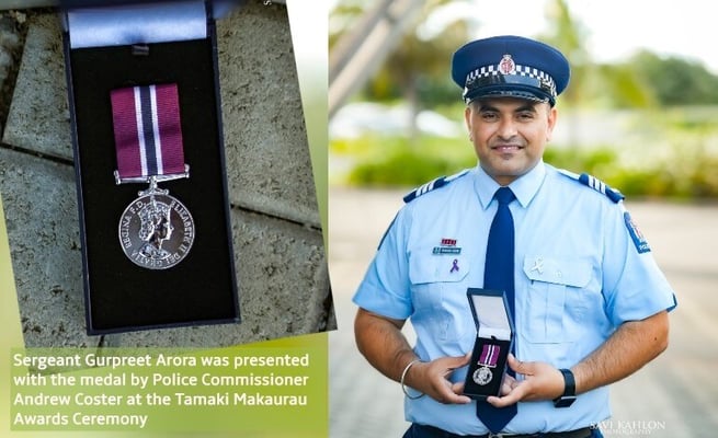 Kiwi-Indian cop recognised with police medal for 14 years long illustrious service