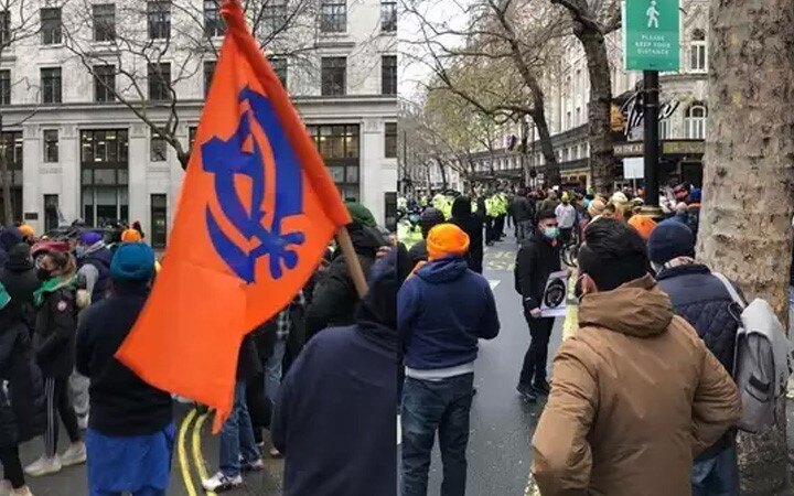 London police in full force outside Indian high commission amid anti-India protests