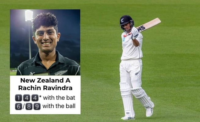 New Zealand A's Rachin Ravindra posts his maiden century and bags six wickets to beat West Indies A