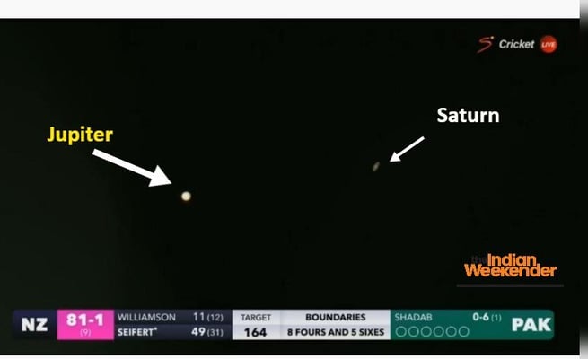 Picture of Saturn and Jupiter captured by TV camera during Blackcaps v Pakistan T20 match goes viral