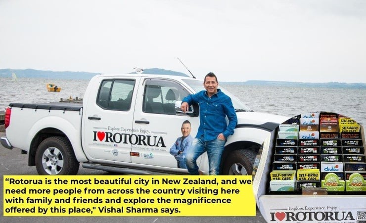 Rotoruan Vishal Sharma’s unwavering spirit of promoting the city with the slogan ‘I Love Rotorua’