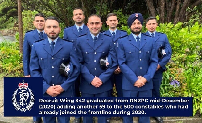 Seven Indian born constables graduate from Royal New Zealand Police College in December 2020