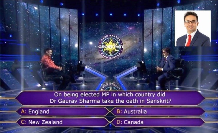 Kiwi-Indian MP Gaurav Sharma gets mentioned in Indian television show Kaun Banega Crorepati