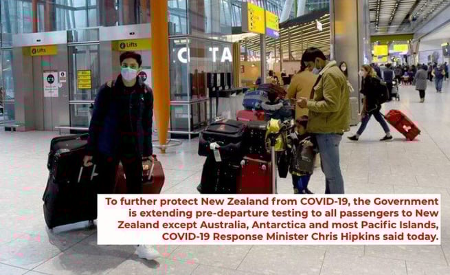 Pre-departure testing extended to all passengers to New Zealand