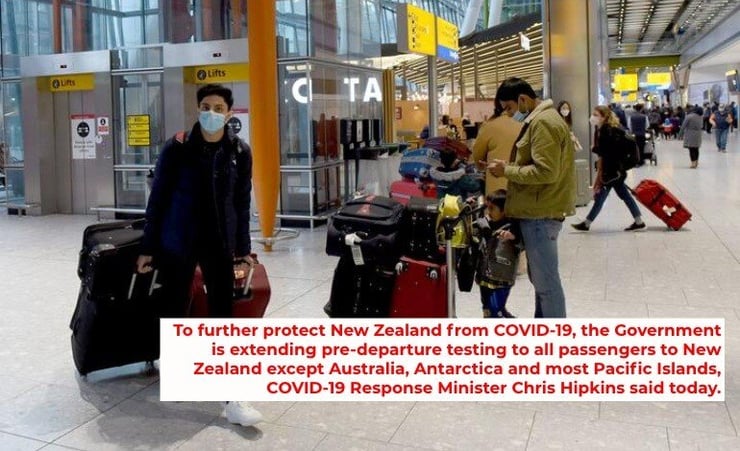 Pre-departure testing extended to all passengers to New Zealand