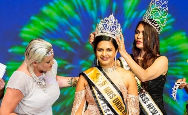 Fiji Indian nurse crowned Mrs Universe New Zealand at a beauty pageant in Auckland