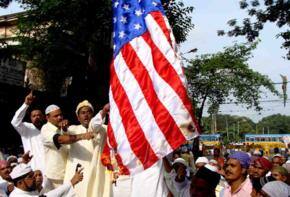 US flag burnt in Kolkata