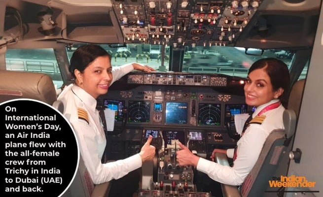 International Women’s Day: Air India’s all-women crew pilot flight from Trichy to Dubai and back