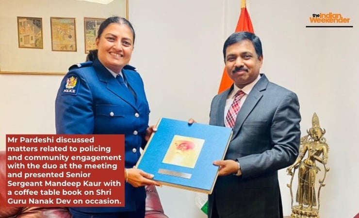 Indian High Commissioner meets newly promoted Senior Sergeant Mandeep Kaur of NZ Police