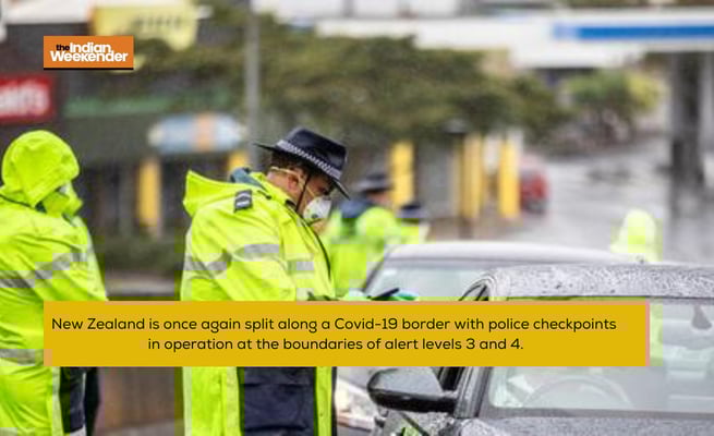 New Zealand is once again split along a Covid-19 border with police checkpoints in operation at the boundaries of alert levels 3 and 4.