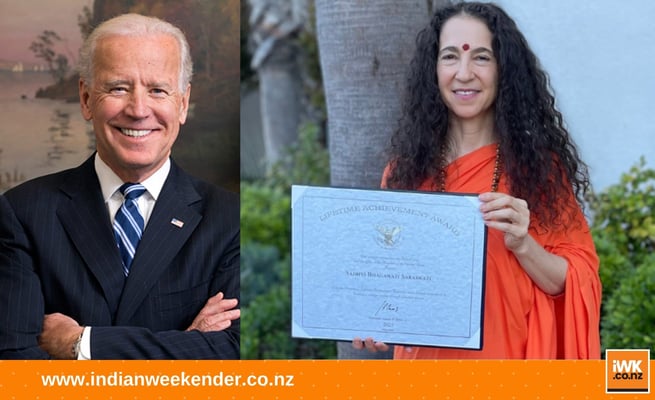 American Indian, Sadhvi Bhagawati Saraswati gets lifetime award from president Biden