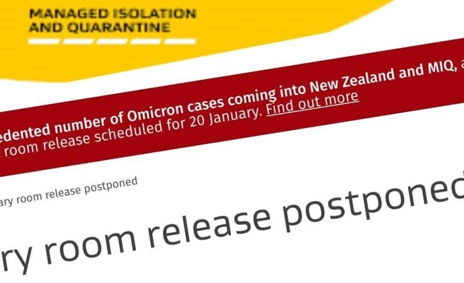 20 January MIQ room release postponed due to Omicron cases at border