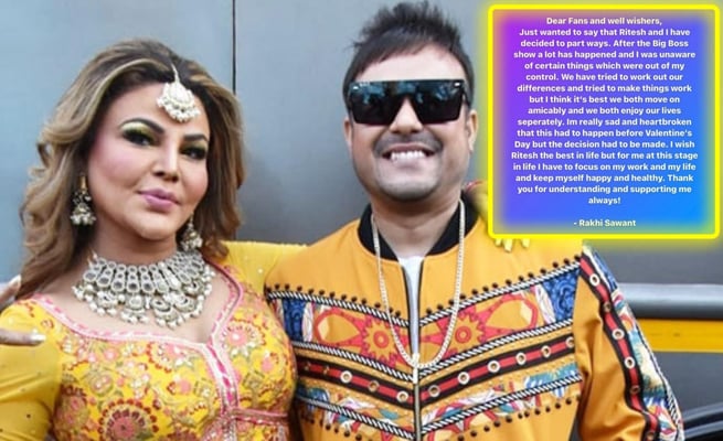 Rakhi Sawant announces separation from husband Ritesh