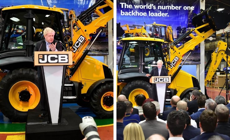 UK PM hops onto bulldozer at JCB plant in Gujarat