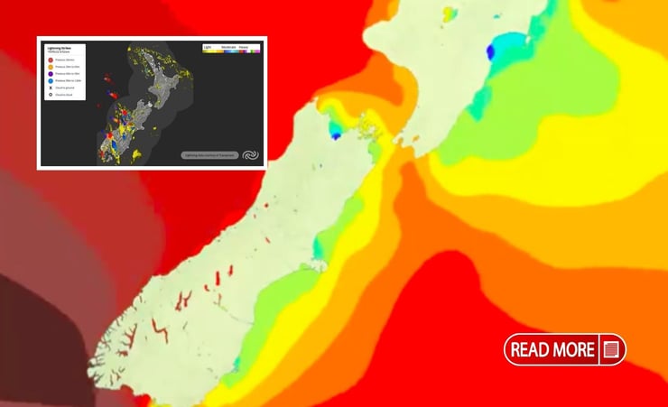 849 lightning strikes over the motu as 6 metre waves and wet, windy weather forecast