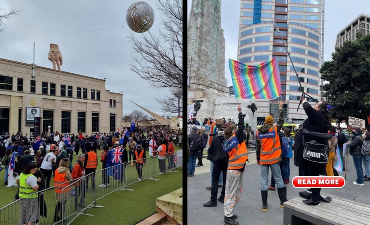 Large police presence in capital as anti-government protesters gather at Parliament