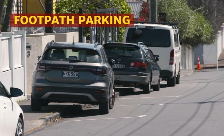 Footpath parking: Claimed by cars, problem for pedestrians