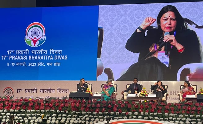 'Indians are promoters of non-violence': MoS Meenakshi Lekhi at Pravasi Bharatiya Divas