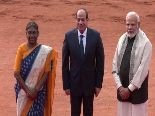 President Murmu, PM Modi welcome Egyptian president at Rashtrapati Bhavan