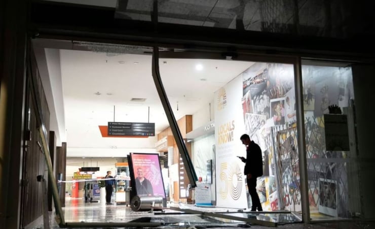 Ram-raiders smash through Auckland shopping centre, leaving gaping hole