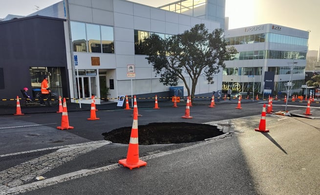 Expanding sinkhole near Auckland CBD Police Headquarters raises concerns