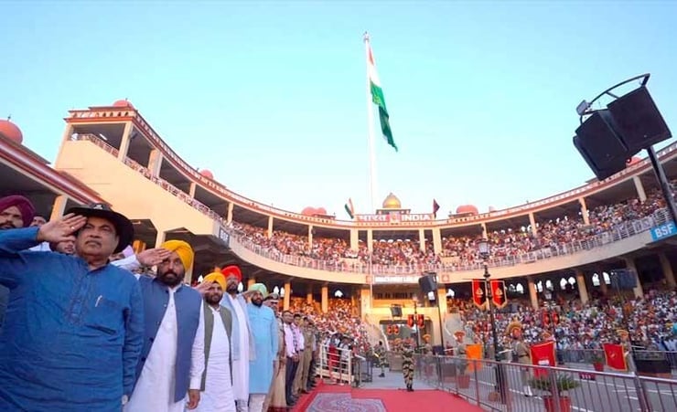 Nitin Gadkari inaugurates country's tallest national flag at Attari-Wagah border in Punjab's Amritsar