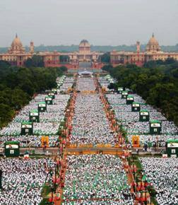 Two Guinness records set on first yoga day