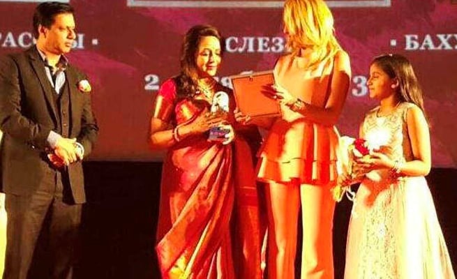 Hema Malini honoured in Russia for her contribution to Indian cinema
