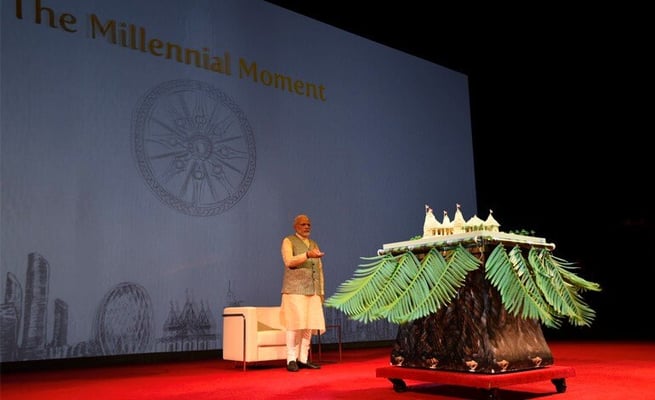 Modi witnesses temple foundation stone laying in UAE