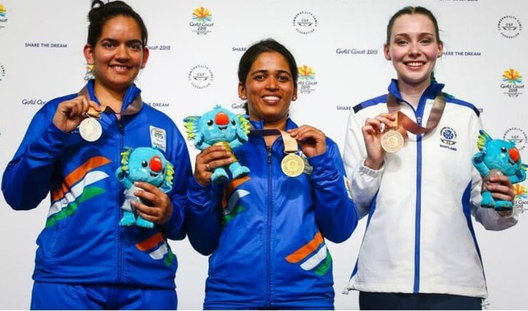 Shooter Tejaswini wins CWG gold, Anjum takes silver